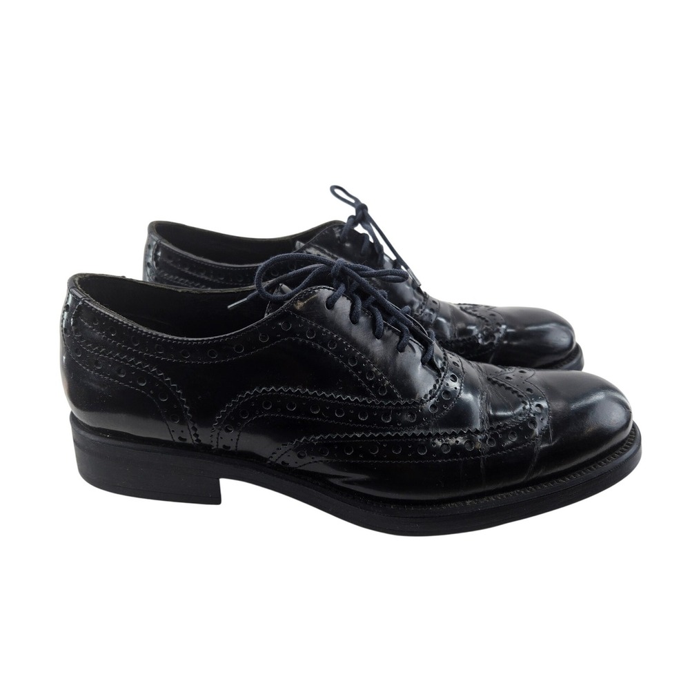 Boemos Black Leather Wingtip Brogue Oxfords Made in Italy Size 39 8.5-9 Menswear